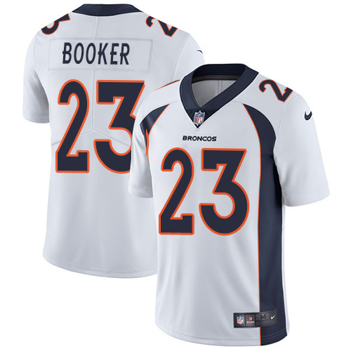 Nike Broncos #23 Devontae Booker White Men's Stitched NFL Vapor Untouchable Limited Jersey - Click Image to Close